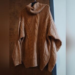 NWT/ I LOVE brown knit turtleneck oversize sweater